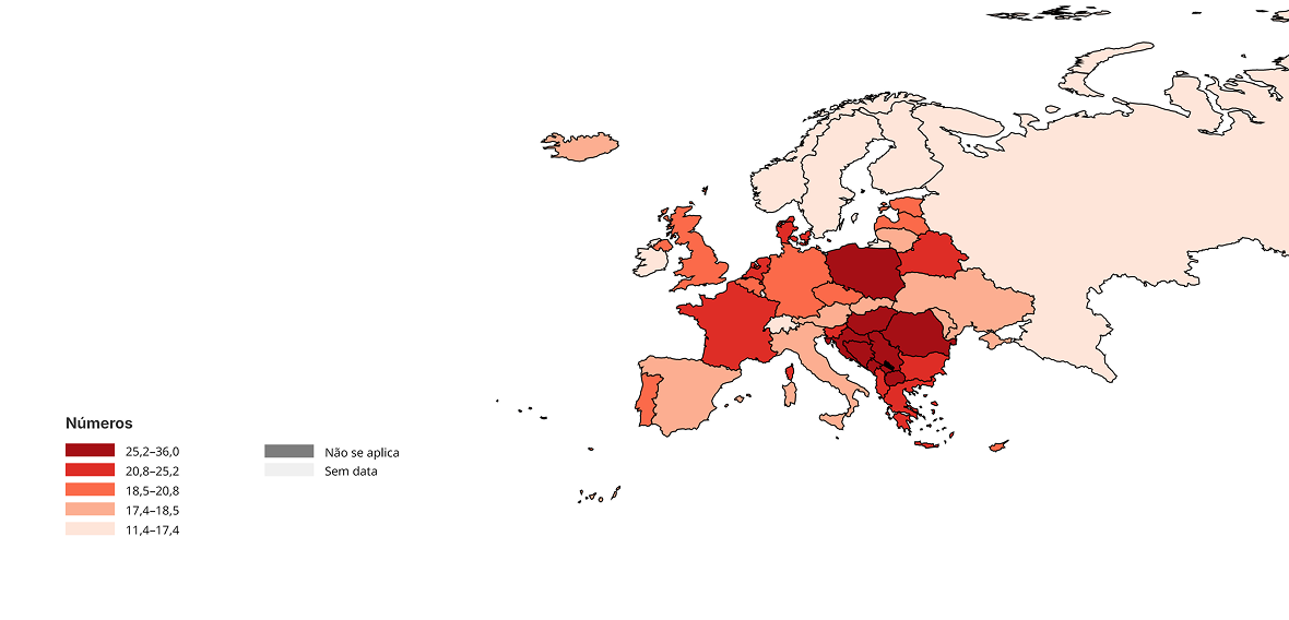 Número Estimado de Mortes por Cancro do Pulmão na Europa em 2024