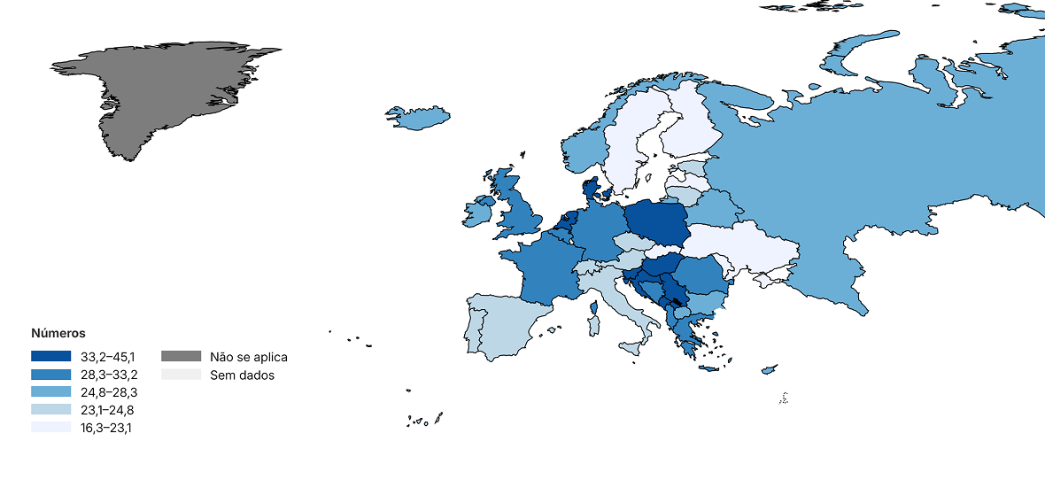 Número Estimado de Novos Casos de Cancro do Pulmão na Europa em 2024